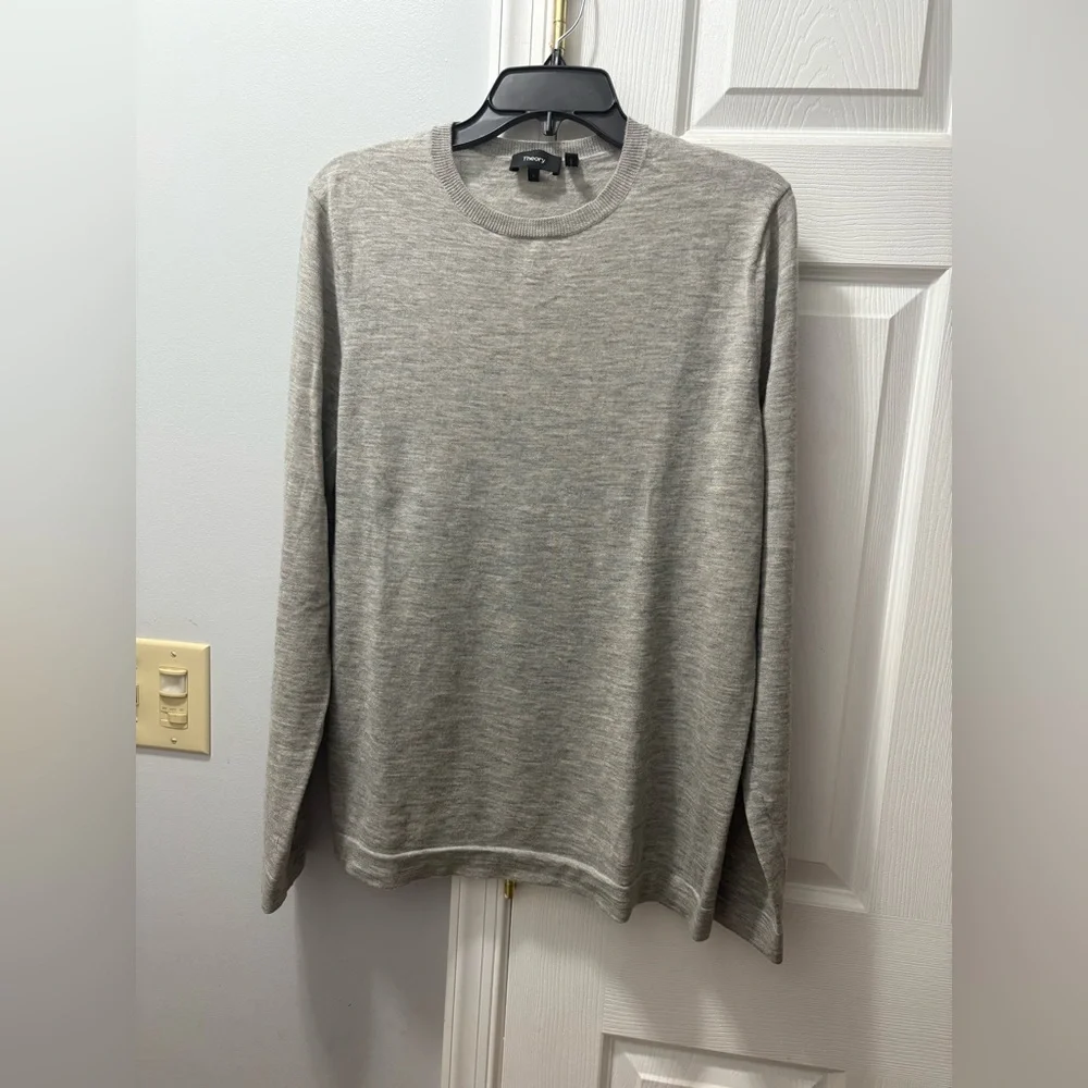 Theory Mens 100% Cashmere Crewneck Sweater Size Large Light Gray